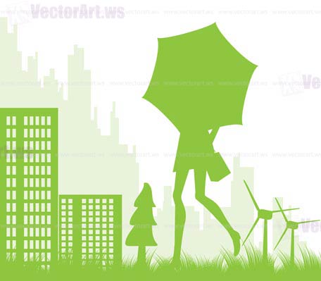 ecological city landscape background - vector illustration