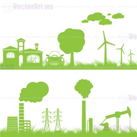 abstract ecology, industry and nature background - vector illustration