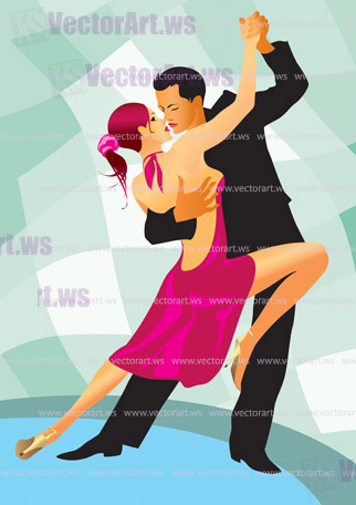 Pair of dancers in ballroom dance - vector illustration