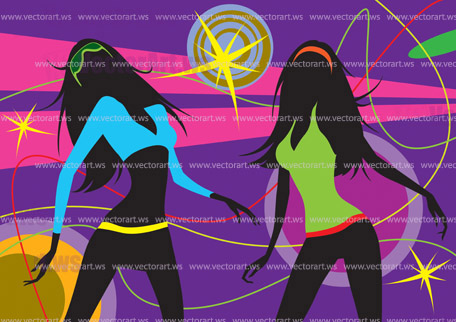 Dancing girls in a club - vector illustration