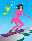 ski and snowboard background with woman -vector illustratiom