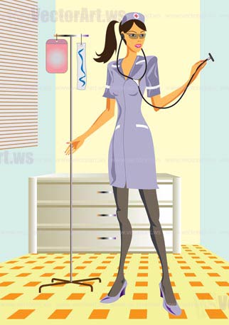 Nurse in medical consulting room - vector illustration