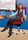 Business woman in office - Vector Illustration