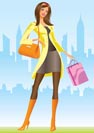 fashion shopping girls with shopping bag in New York - vector illustration