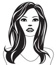 Abstract woman black and white portrait - vector illustration