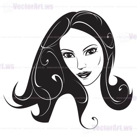 Abstract woman black and white portrait - vector illustration