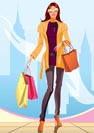 fashion shopping girl with shopping bag in New York- vector illustration