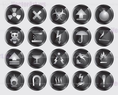 danger signs and icons - vector icon set