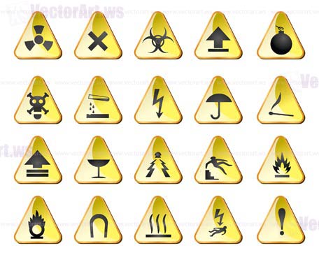 danger and industry icons - vector icon set