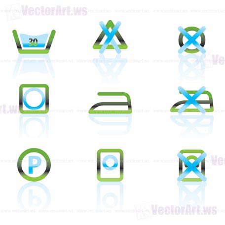 Laundry Care and fabric Symbols and icons - vector icon set