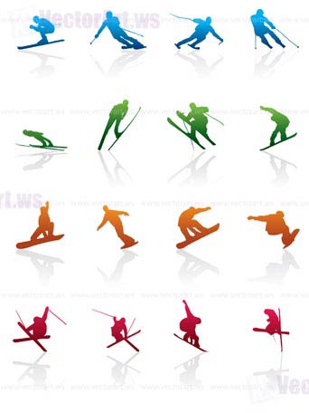 ski and snowboard icon  - vector icon set