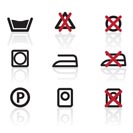 Laundry Care Symbols and signs icons - vector icon set