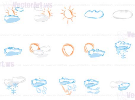 Aquarelle Paint Weather Icon Set