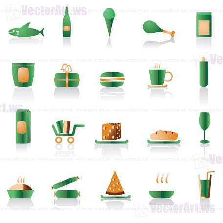 Shop and Foods Icons - Vector Icon Set