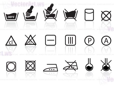 Laundry and Textile Care Symbols - vector icon set