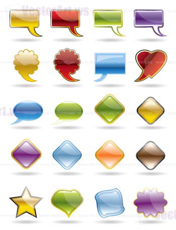 Collection of brightly colored, glossy web elements.