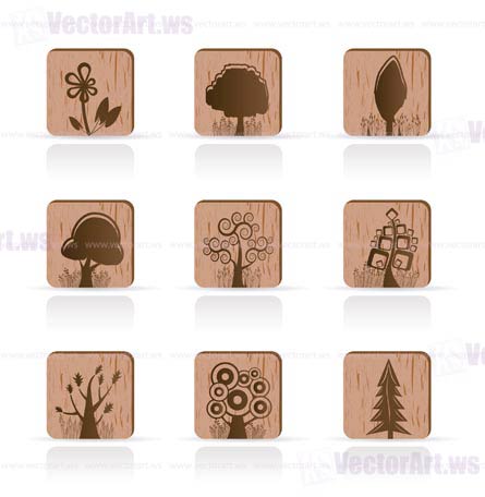 Wooden Tree Collection icons - Vector Icon Set